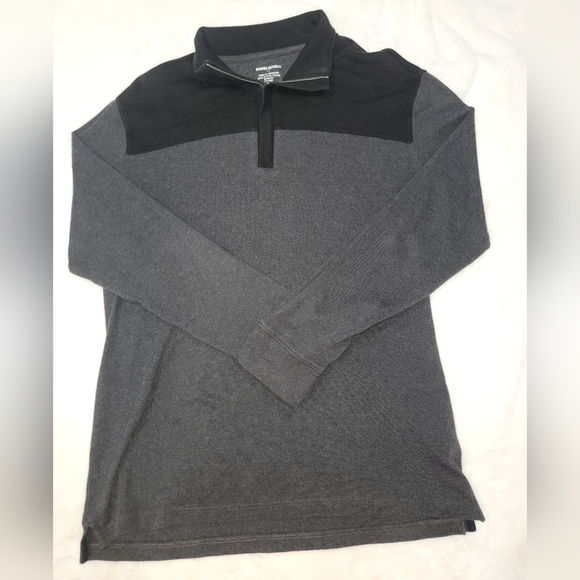 Banana Republic Quarter Zip Dark Gray Cotton Shirt - Picture 1 of 8